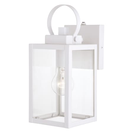 Vaxcel Medinah 1 Light Dusk to Dawn White Outdoor Wall Lantern Clear Glass T0553